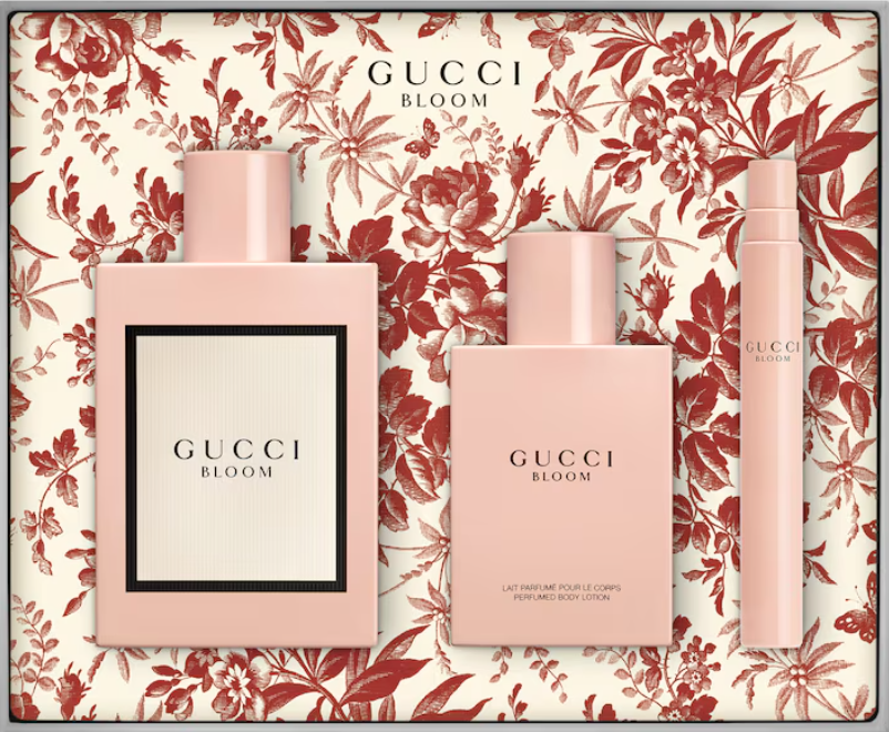 gucci bloom for women edp 100ml + edp 10ml + blouis vuitton (lv) 100ml gift set
