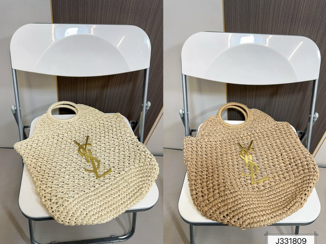 Yves Saint Laurent (YSL)Louis Vuitton (LV) SAINT LAURENT Summer Raffia Tote Bag 41x37cm - Image 2