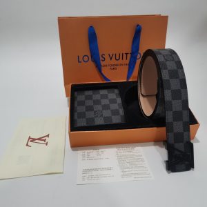 3-color belt buckle + wallet  printed letter belt