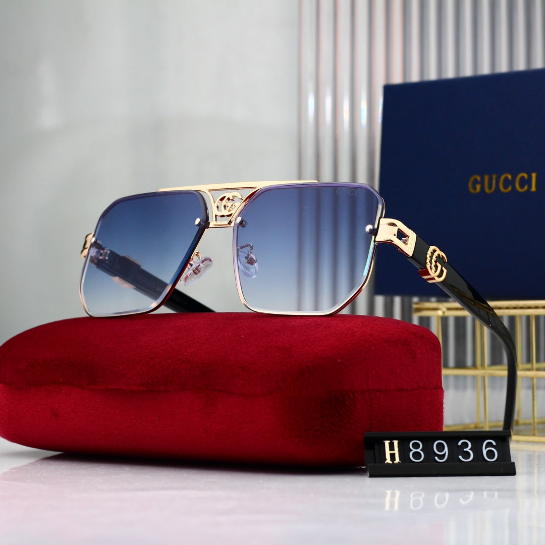 Fashion Metal Logo Polygon Sunglasses 8936 - Image 3