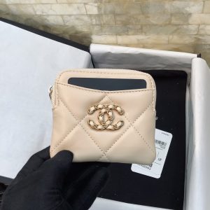 Chanel CO-CO Card Holder 12cm/4.7in Gold Hardware For Women Beige
