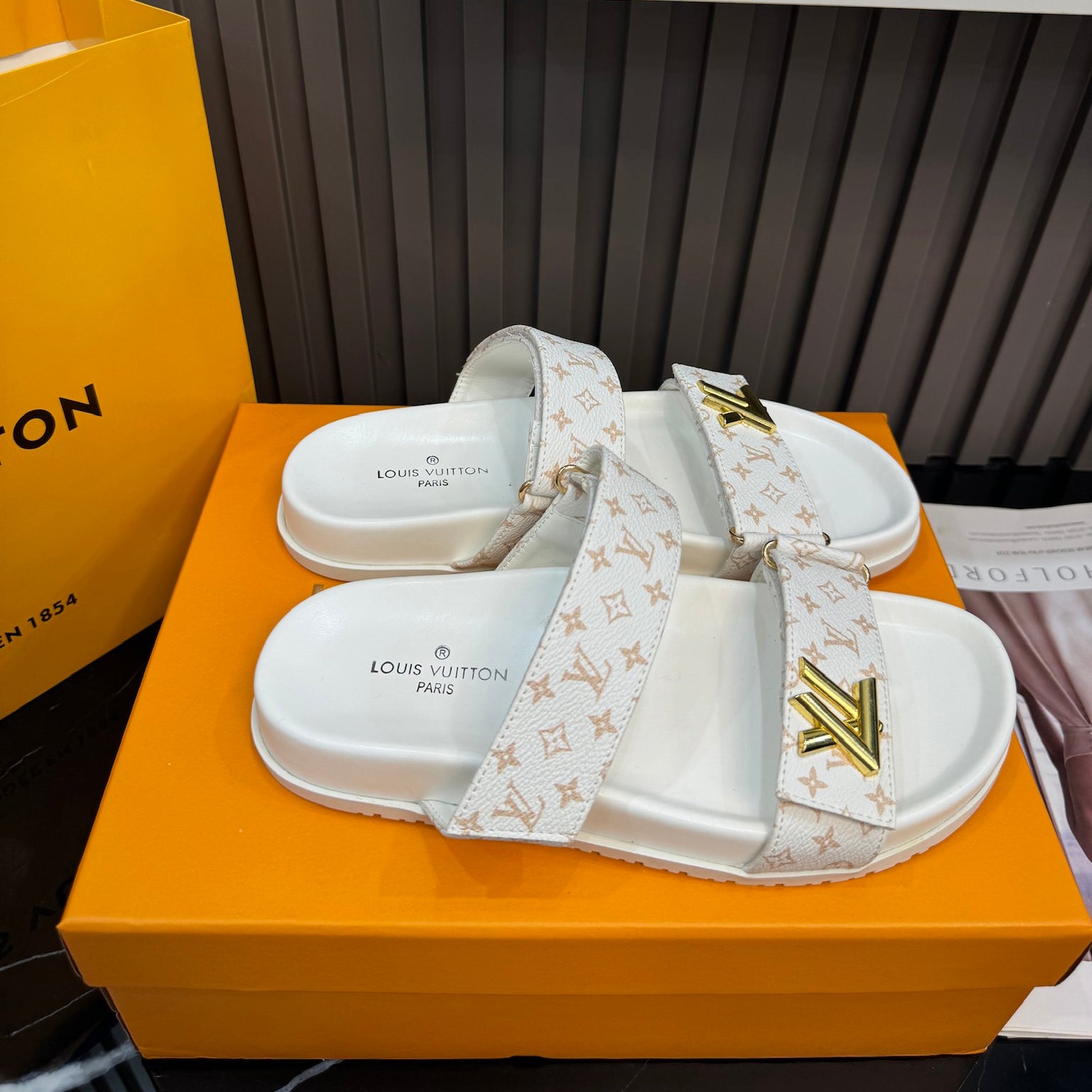 Unisex Leather Monogram Sandals - Image 4