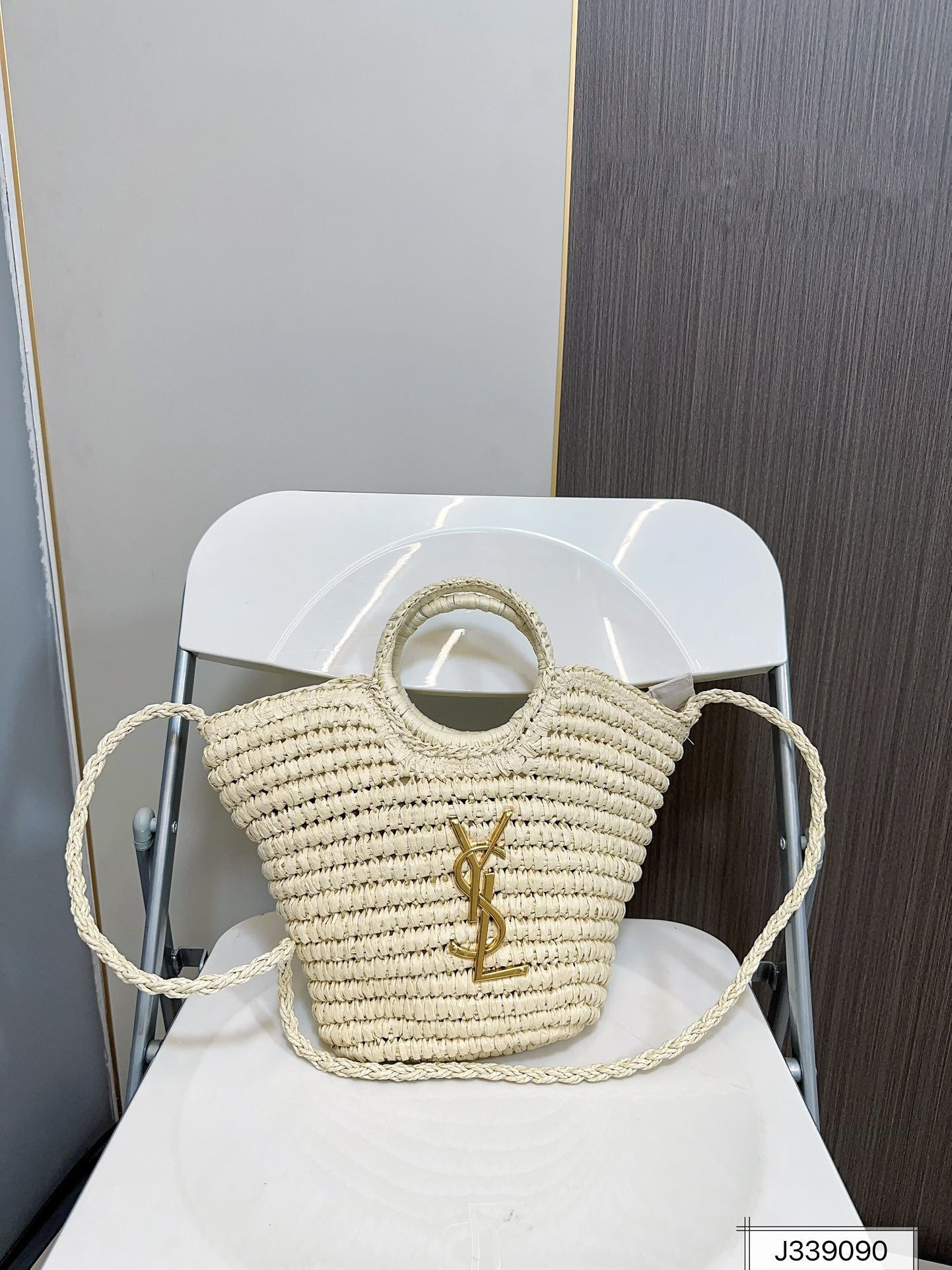 Yves Saint Laurent (YSL)Louis Vuitton (LV) SAINT LAURENT Raffia Woven Tote Bag For Summer Vacation Beach 30x20cm - Image 11