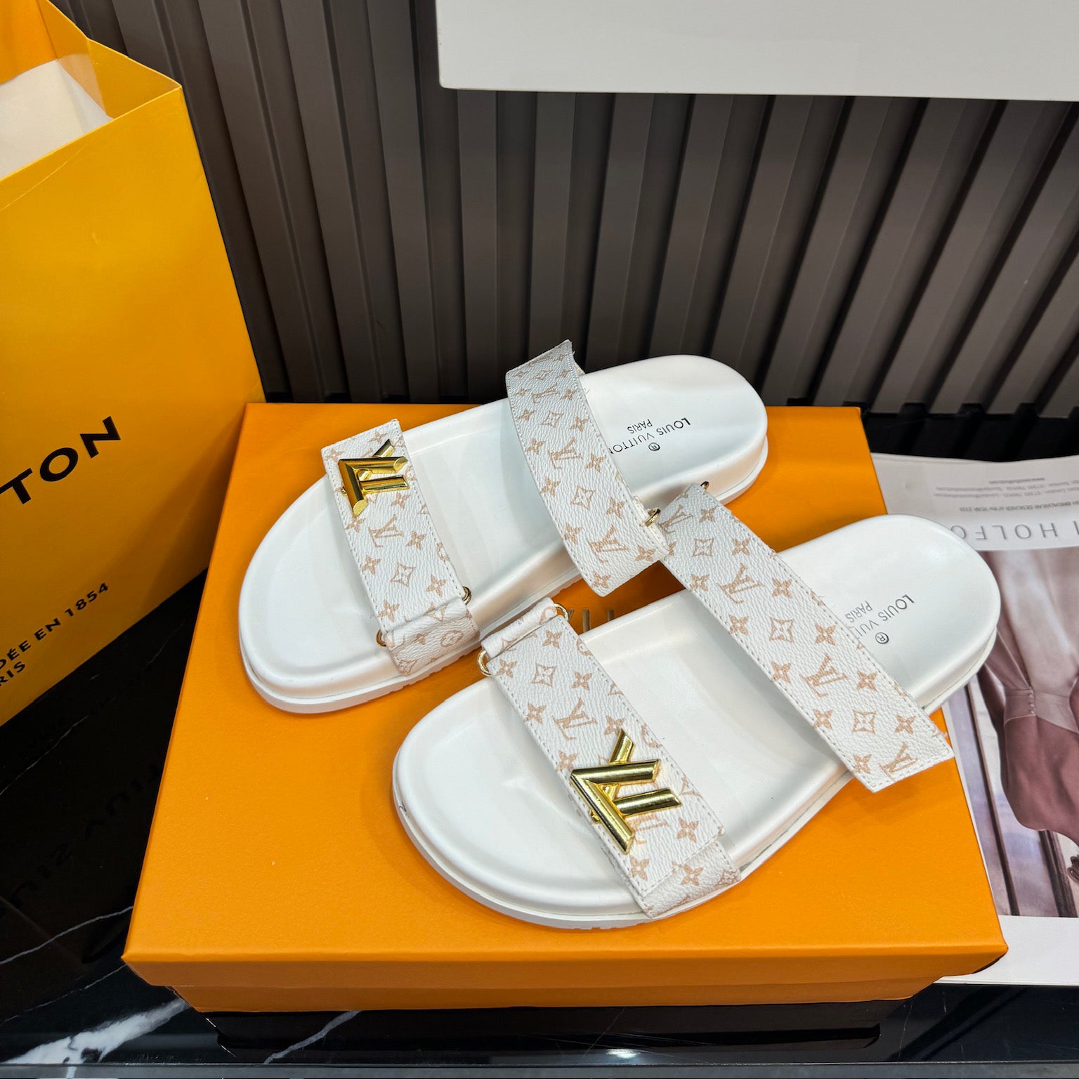 Unisex Leather Monogram Sandals - Image 3