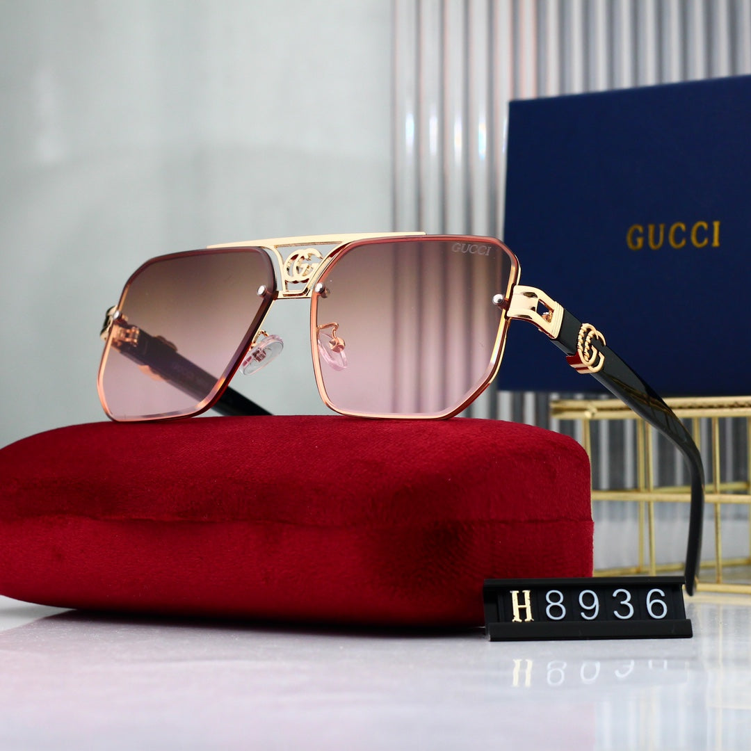 Fashion Metal Logo Polygon Sunglasses 8936 - Image 8