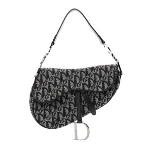 CHRISTIAN D Monogram Saddle Bag Black
