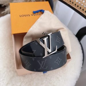 Classic black monogram silver buckle belt