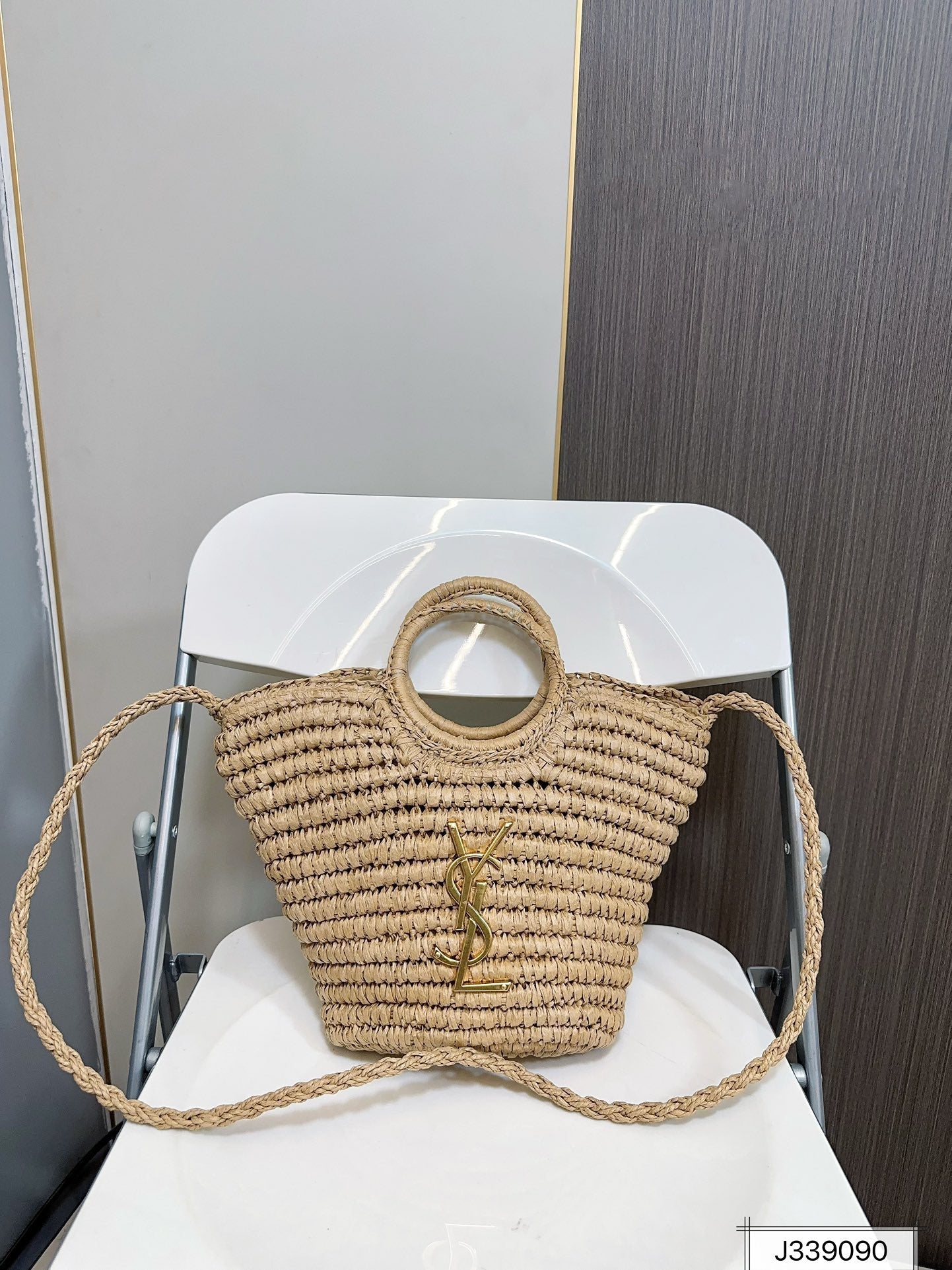 Yves Saint Laurent (YSL)Louis Vuitton (LV) SAINT LAURENT Raffia Woven Tote Bag For Summer Vacation Beach 30x20cm - Image 4