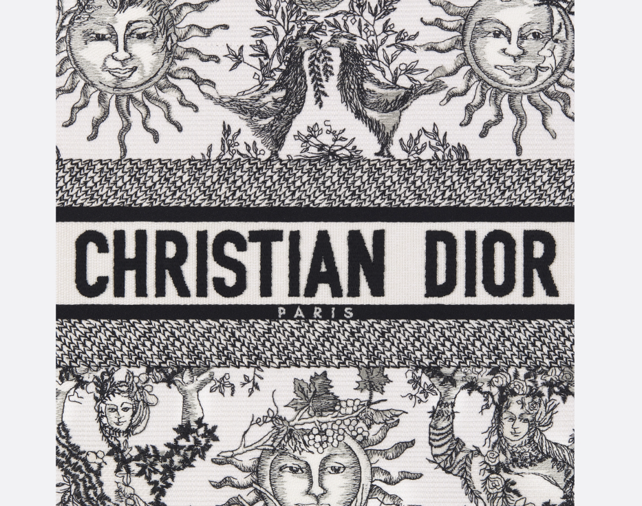 Dior book tote White and Black Toile de Jouy Soleil Embroidery - Image 4