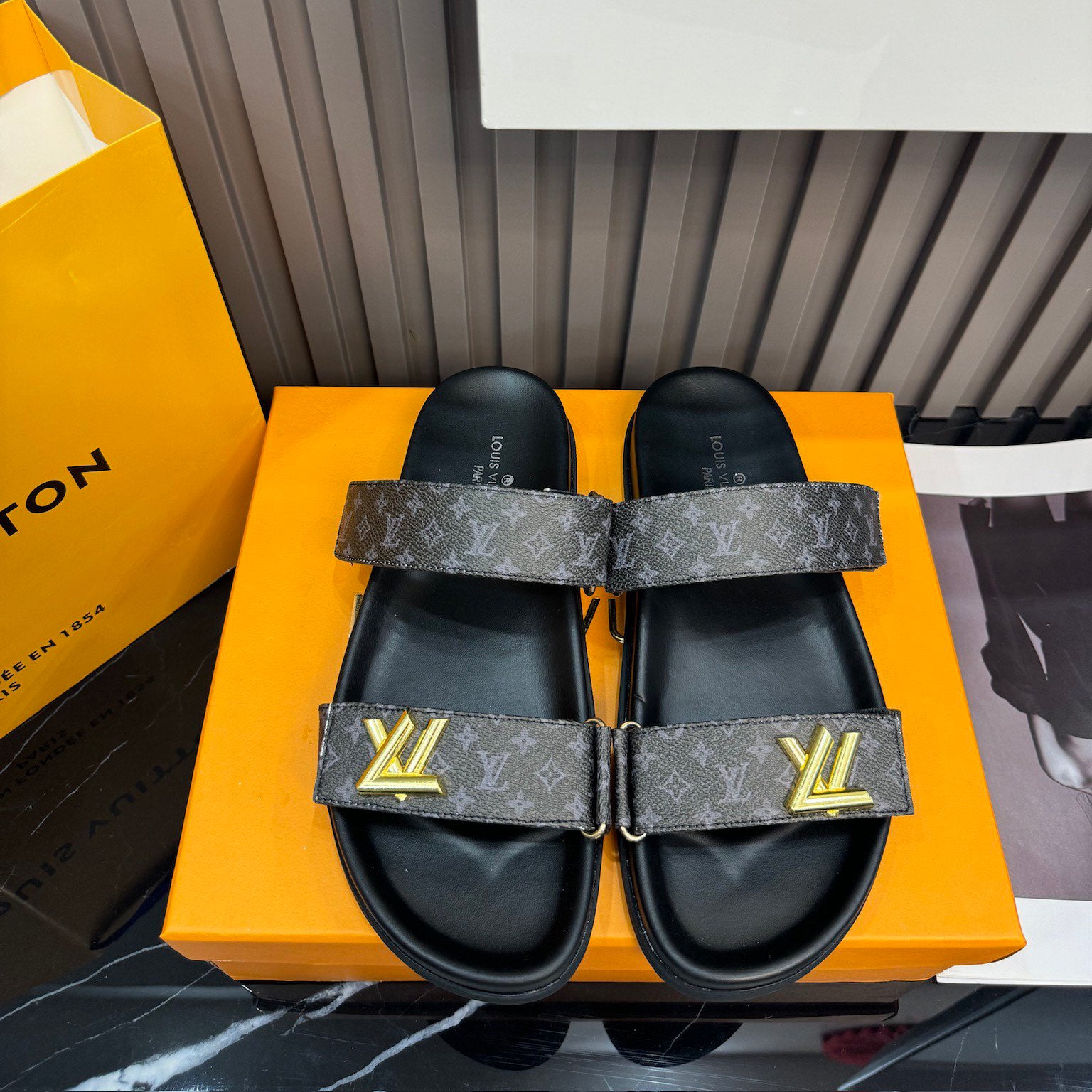 Unisex Leather Monogram Sandals - Image 9