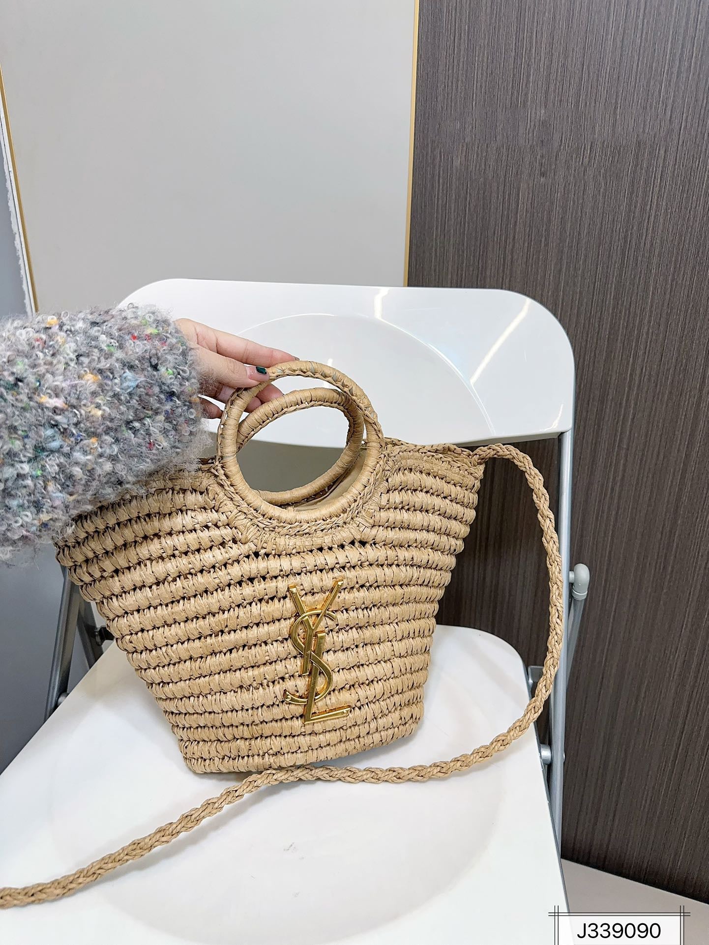 Yves Saint Laurent (YSL)Louis Vuitton (LV) SAINT LAURENT Raffia Woven Tote Bag For Summer Vacation Beach 30x20cm
