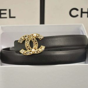 6-color luxurious Dioruble C hollow-out LOGO pearl belt