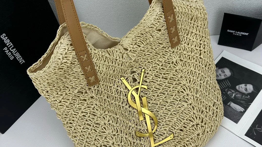 SAINT LAURENT Yves Saint Laurent (YSL)Louis Vuitton (LV) Raffia tote Bag - Image 2