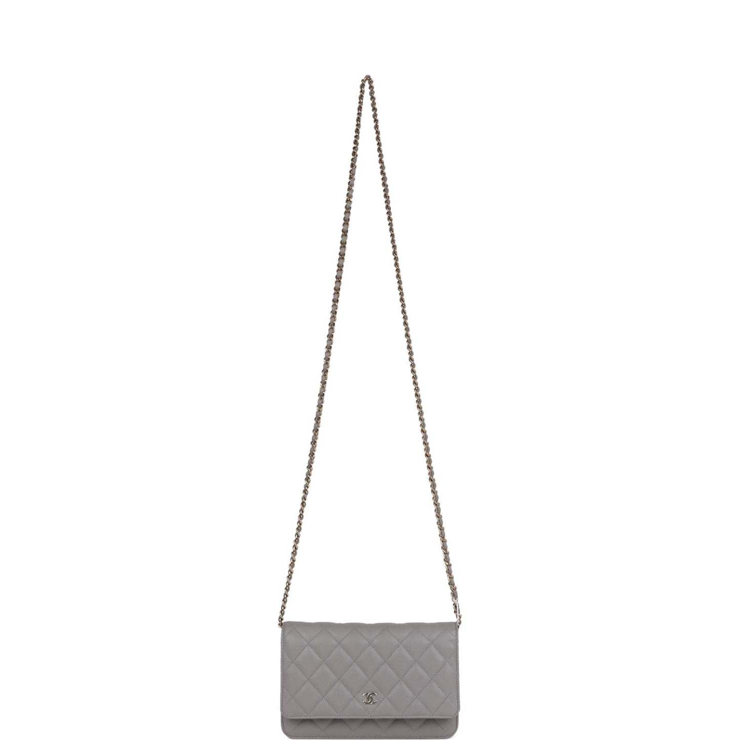 Chanel Wallet on Chain WOC Grey Caviar Light Gold Hardware - Image 6