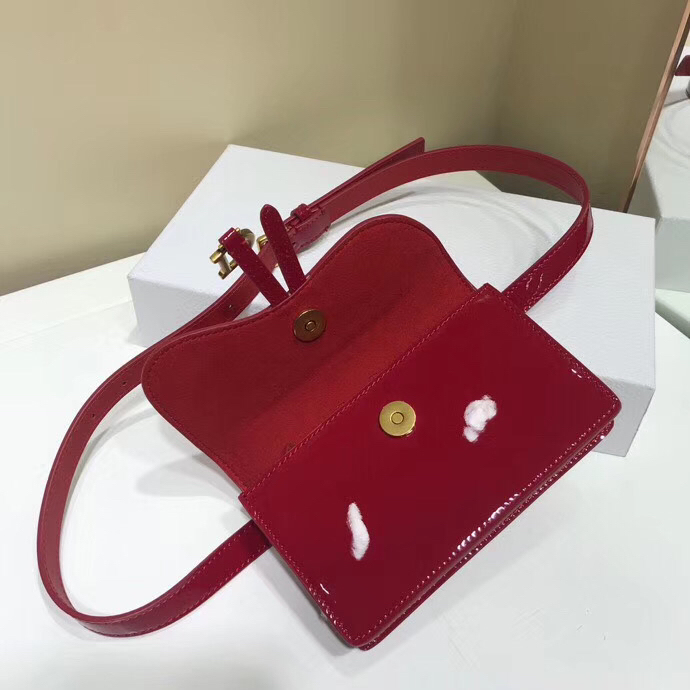 Dior Saddle Belt Bag In Red Patent Leather - Image 4
