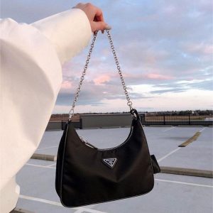 PRADA Nylon Re-Edition 2005 Shoulder Bag Black