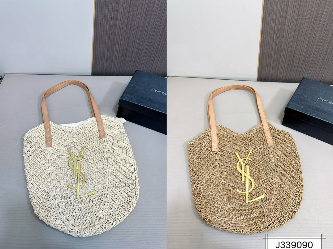 Yves Saint Laurent (YSL)Louis Vuitton (LV) SAINT LAURENT Vacation Casual Raffia Woven Tote Bag 35x32cm - Image 2