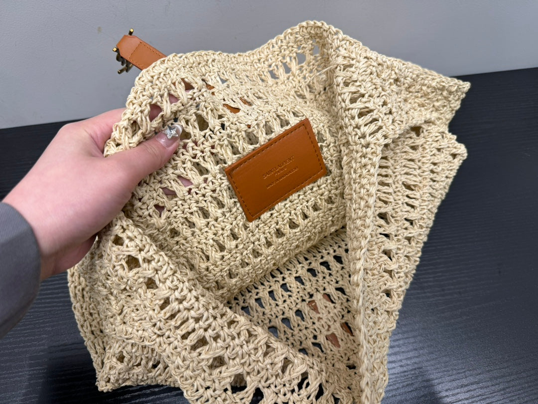 Yves Saint Laurent (YSL)Louis Vuitton (LV) SAINT LAURENT Raffia Tote Bag 30x32cm - Image 5