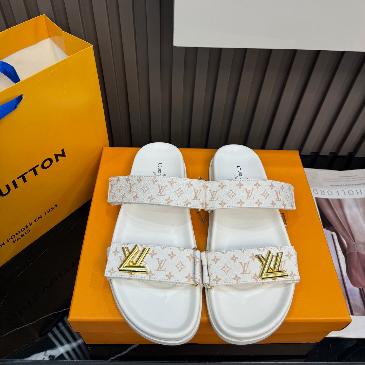 Unisex Leather Monogram Sandals - Image 2