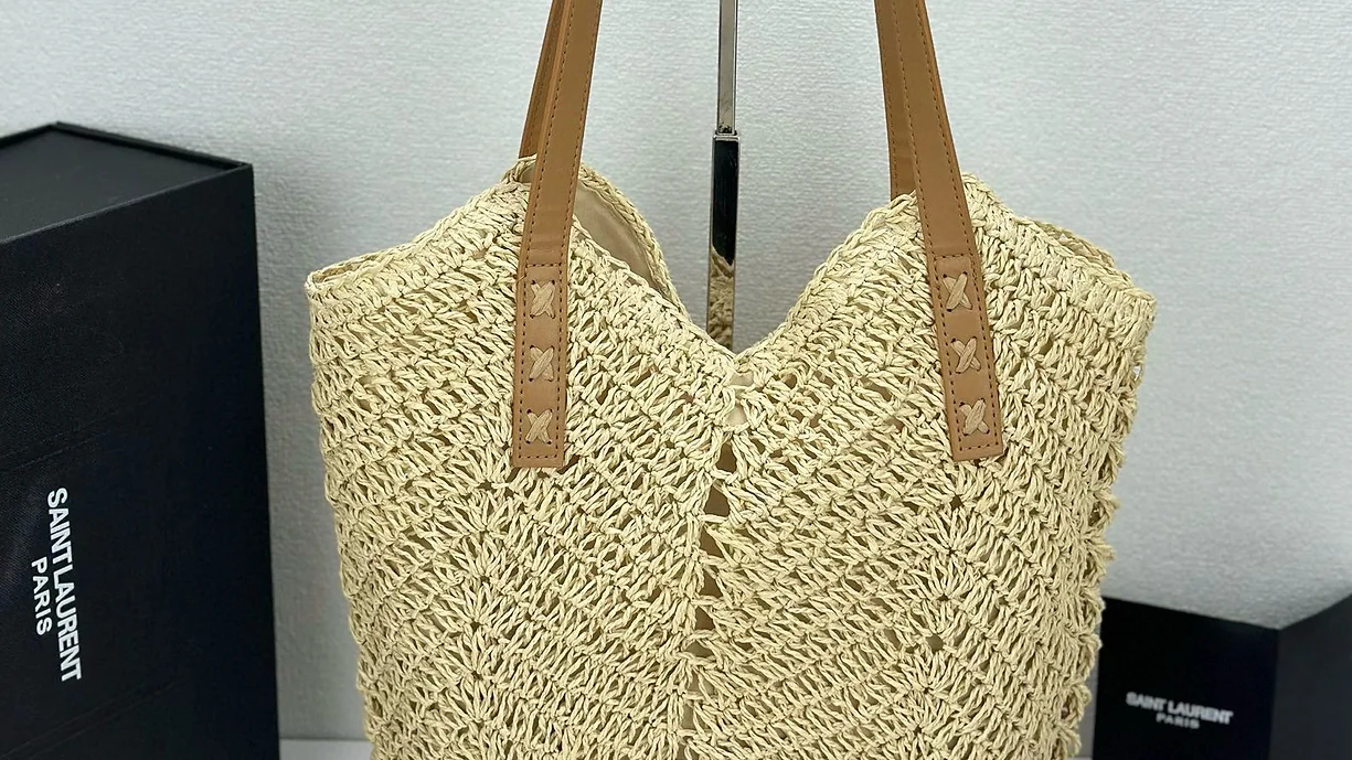 SAINT LAURENT Yves Saint Laurent (YSL)Louis Vuitton (LV) Raffia tote Bag - Image 3