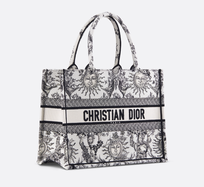 Dior book tote White and Black Toile de Jouy Soleil Embroidery - Image 5