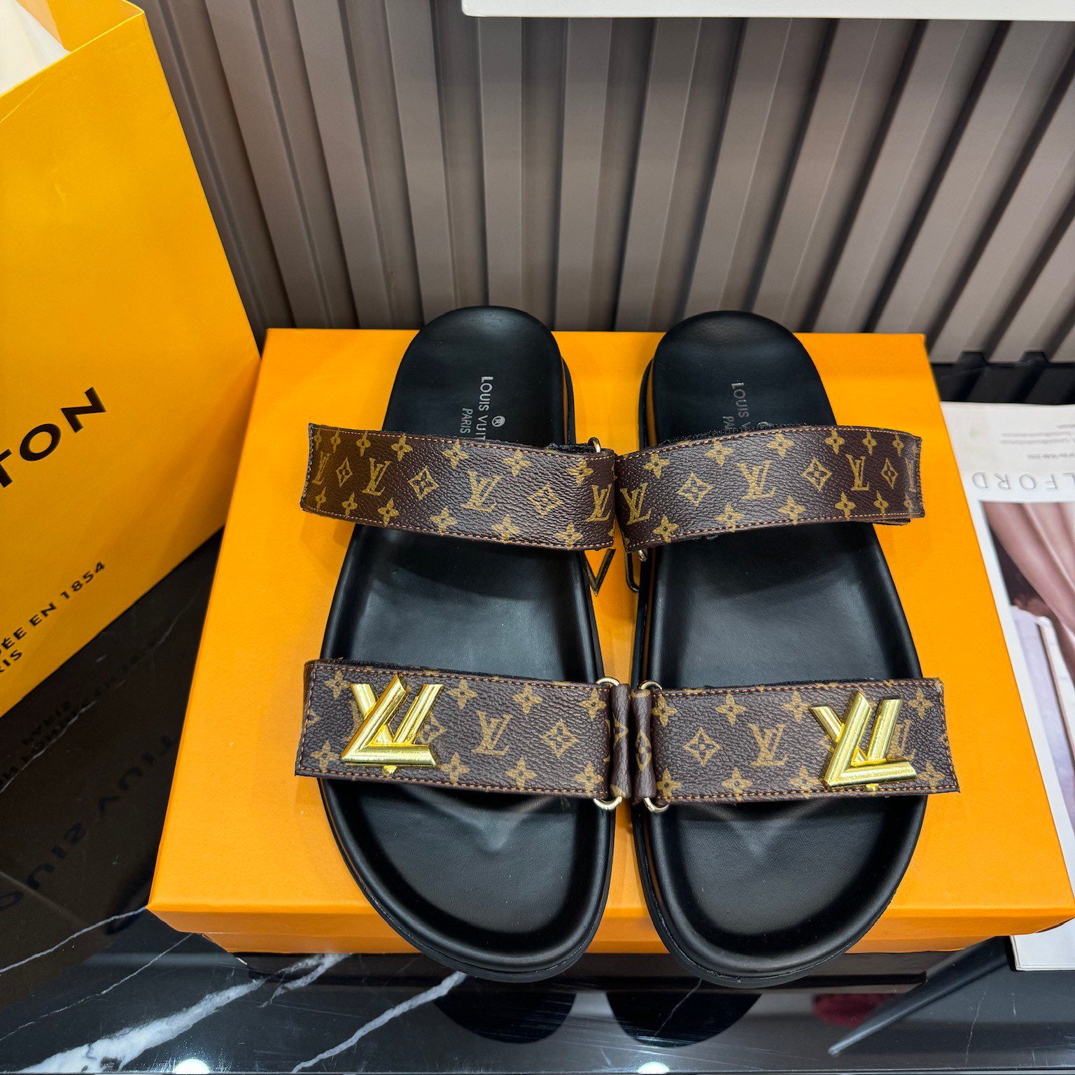 Unisex Leather Monogram Sandals - Image 5