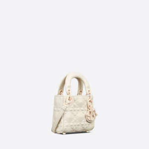 MICRO LADY D BAG Latte Cannage Calfskin with Diamond Motif
