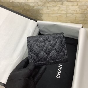 Chanel CO-CO Classic Card Holder 11cm/4.4in Silver Hardware For Women Black AP0214 Y01480 C3906