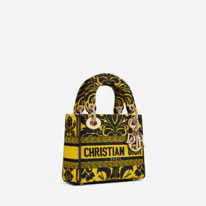 MINI LADY D-LITE BAG Yellow Multicolor Ornamental Embroidery
