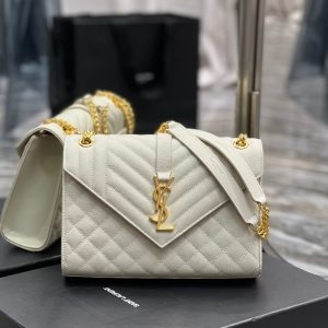 Yves Saint Laurent (YSL)l Envelope Bag Medium White 487206