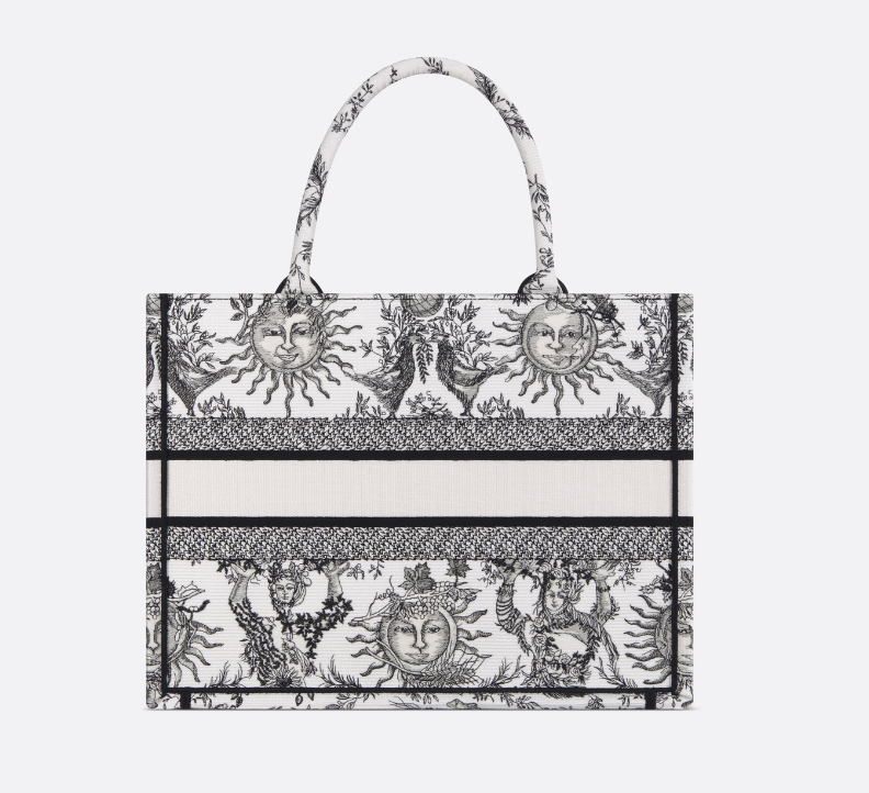 Dior book tote White and Black Toile de Jouy Soleil Embroidery - Image 3