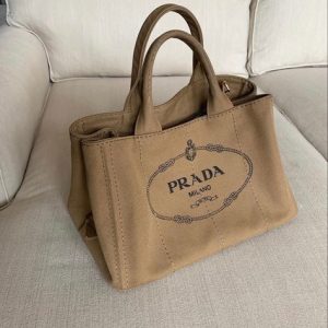 Prada Print Logo Tote Bag