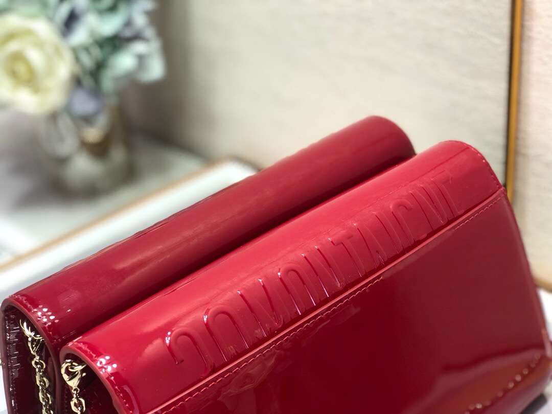 Dior 30 Montaigne Wallet On Chain In Red Patent Calfskin - Image 6