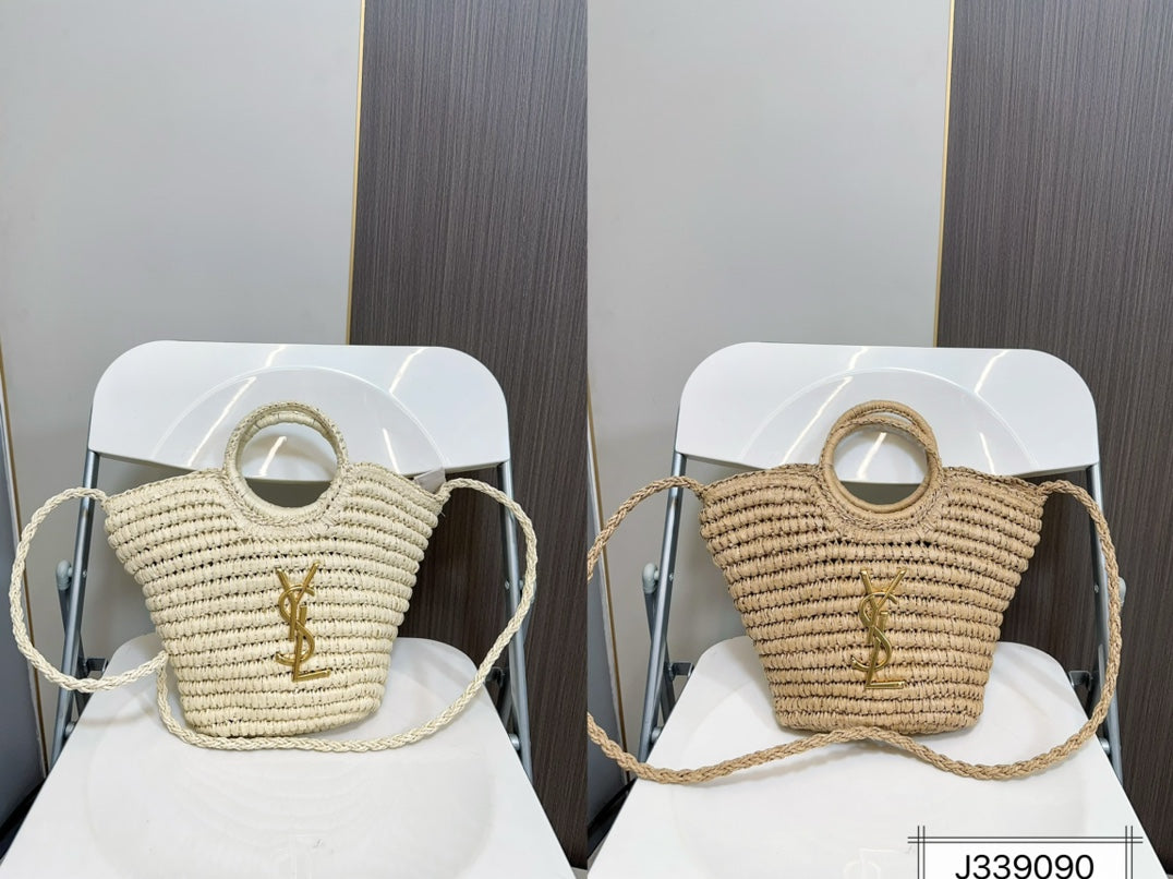 Yves Saint Laurent (YSL)Louis Vuitton (LV) SAINT LAURENT Raffia Woven Tote Bag For Summer Vacation Beach 30x20cm - Image 2