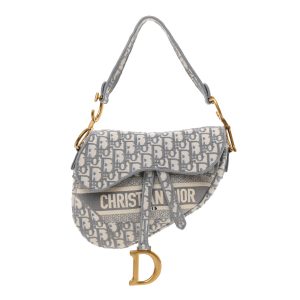 CHRISTIAN D Oblique Embroidered Saddle Bag Gray