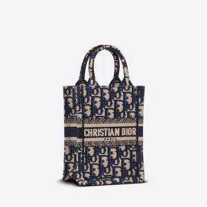 MINI D BOOK TOTE PHONE BAG Blue D Oblique Embroidery (13 x 18 x 5 cm)