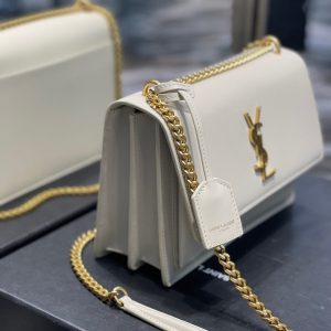 Yves Saint Laurent (YSL)Louis Vuitton (LV) Medium Sunset Bag 22 White Lambskin Gold Tone 22 x 16 x 8cm
