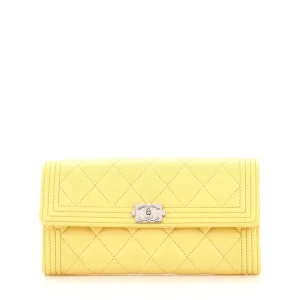 Chanel Boy Flap Wallet Quilted Lambskin Long