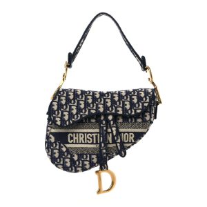 CHRISTIAN D Oblique Embroidered Saddle Bag Blue