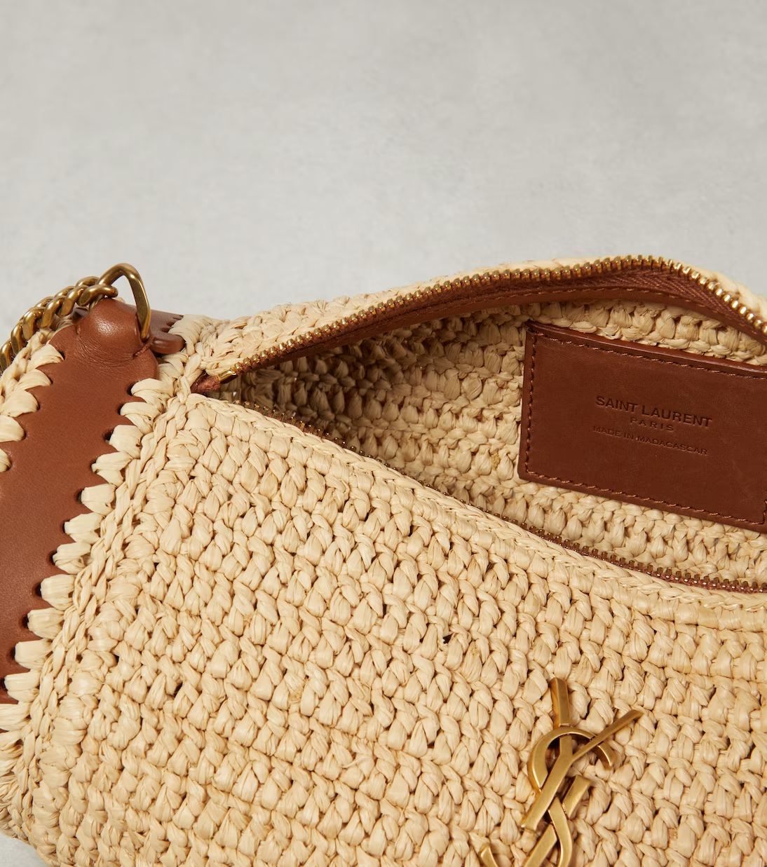 SAINT LAURENT Cassandre Small raffia shoulder bag - Image 3
