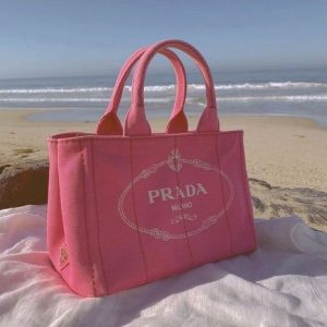 Prada Print Logo Tote Bag