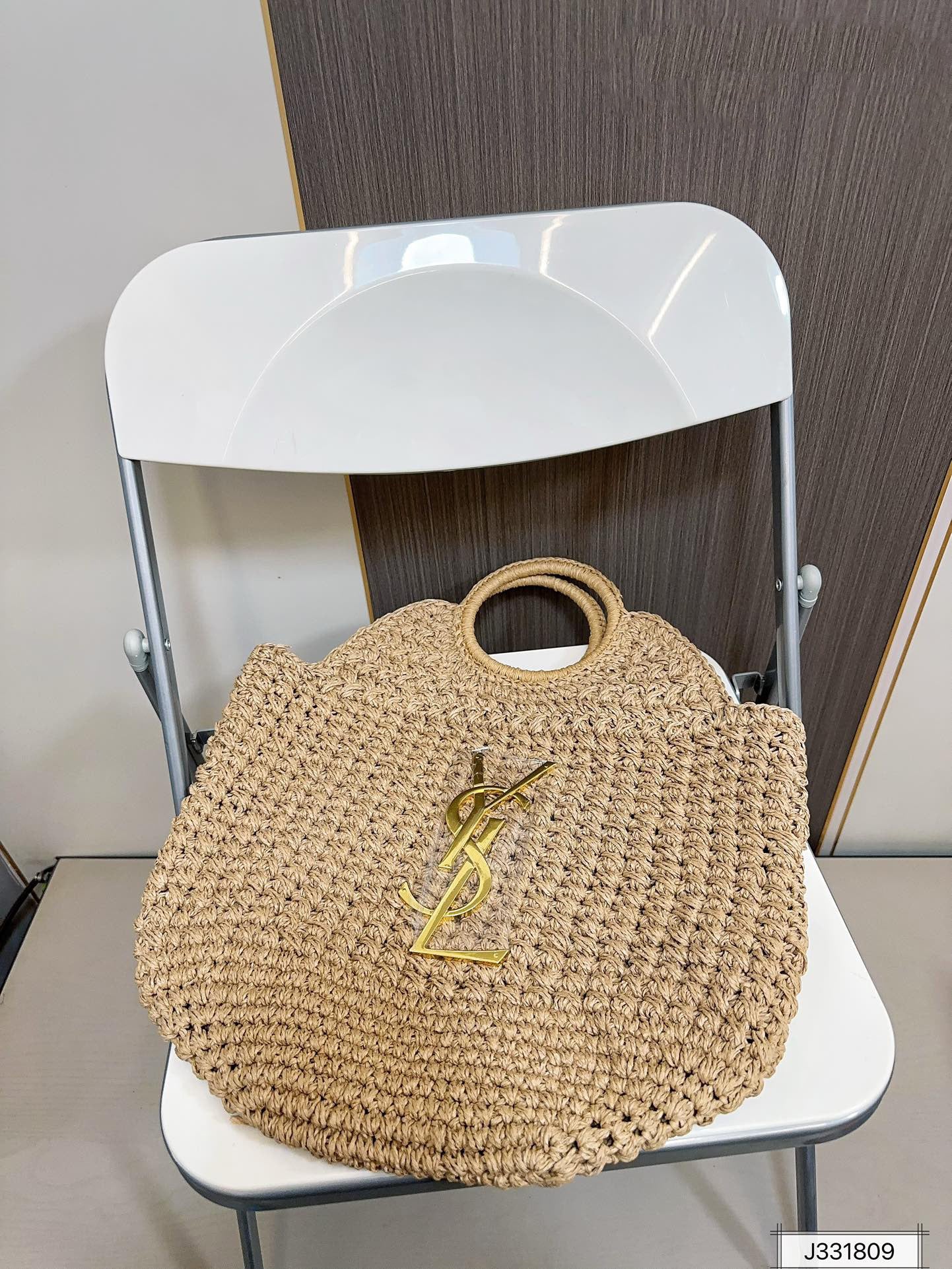 Yves Saint Laurent (YSL)Louis Vuitton (LV) SAINT LAURENT Summer Raffia Tote Bag 41x37cm - Image 8