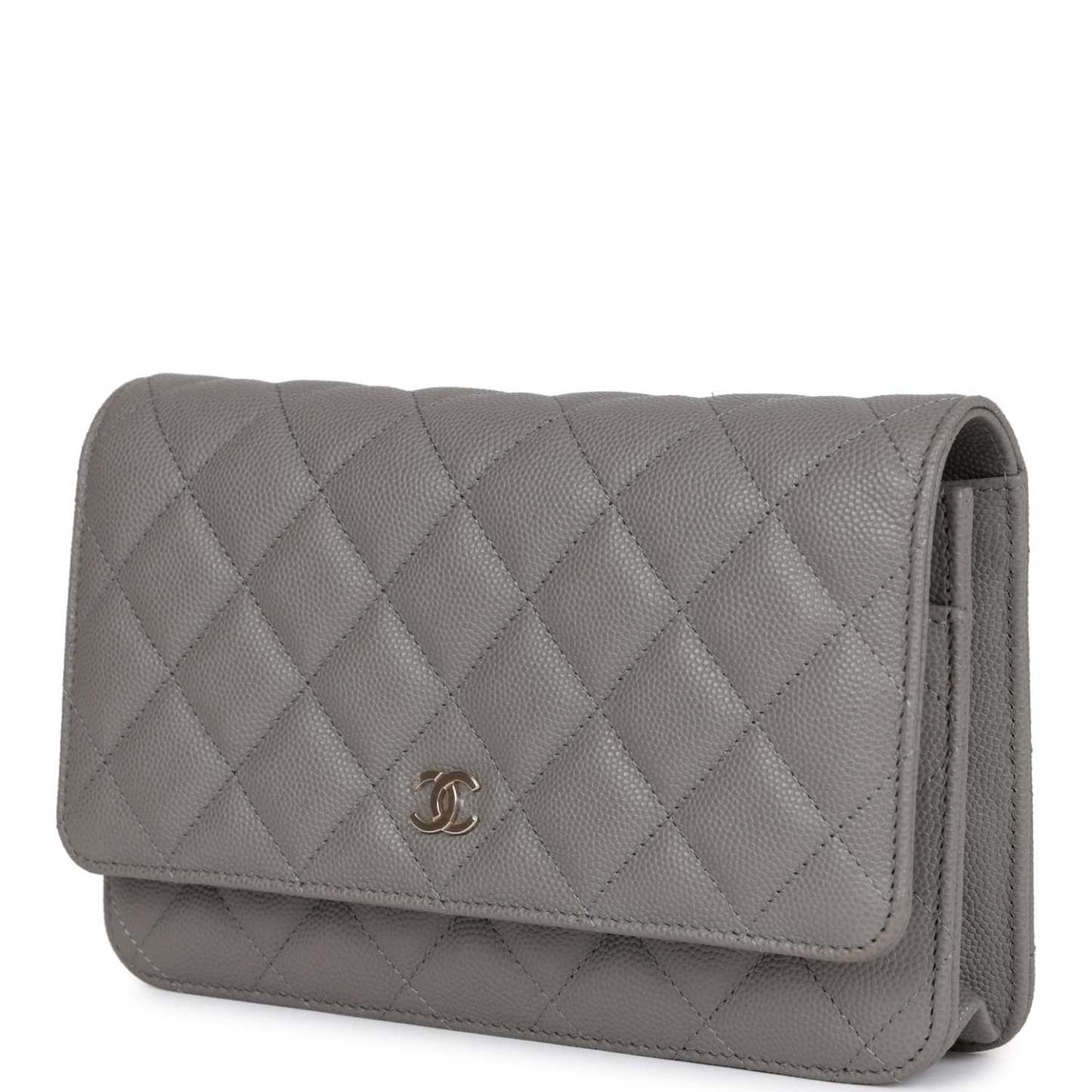 Chanel Wallet on Chain WOC Grey Caviar Light Gold Hardware - Image 4