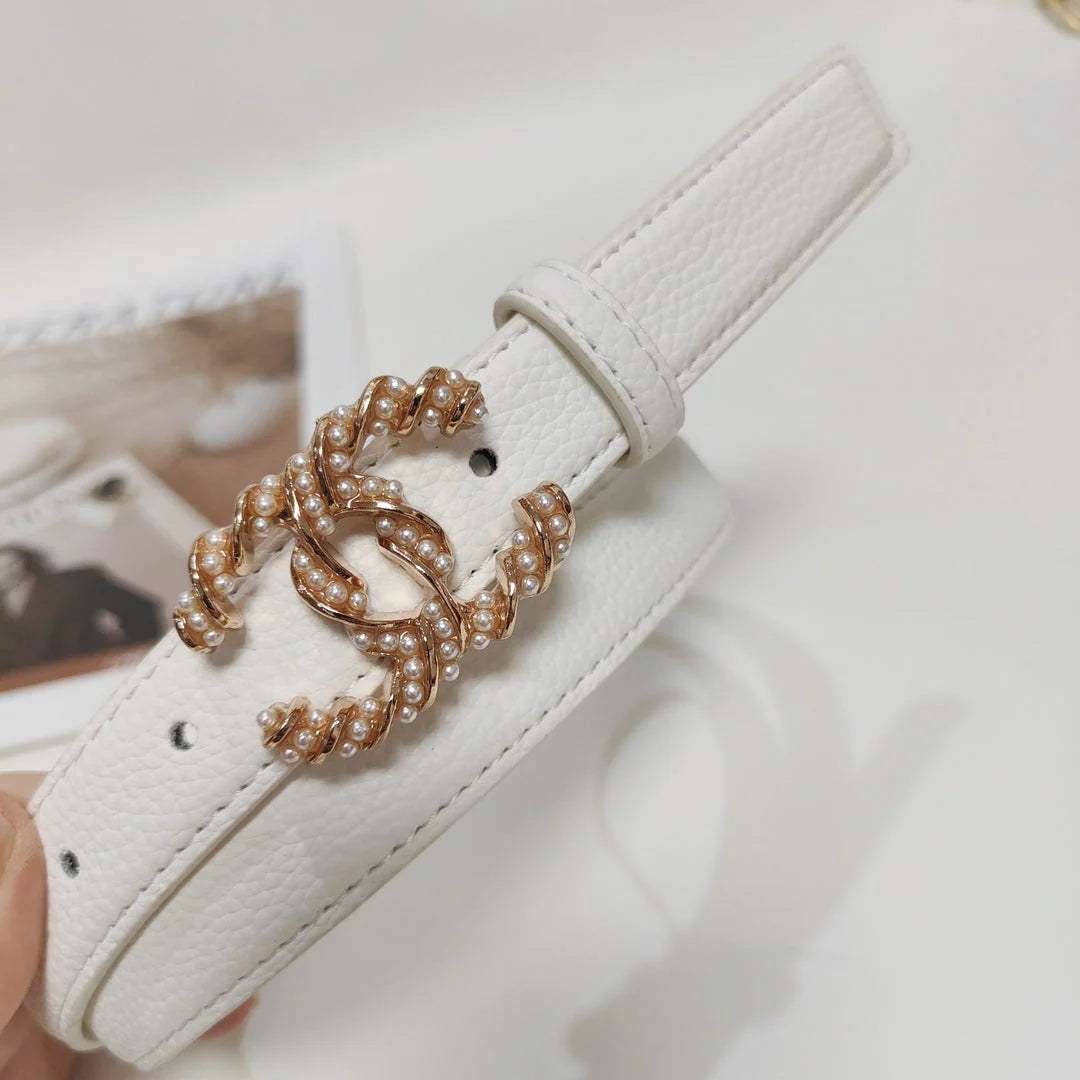 4 Colors fashion pearl leather belt - Image 11