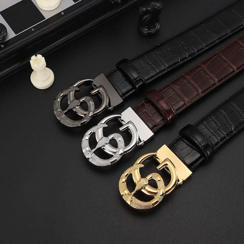 3 Colors printed letter leather belt - Image 7