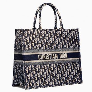 D Book Tote Bag In Blue Oblique Canvas