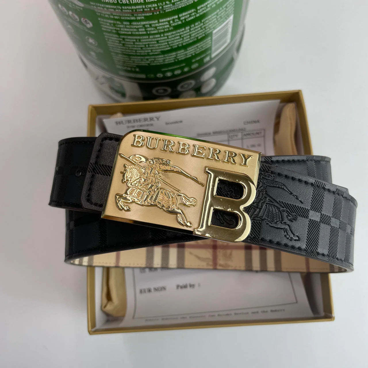 4 Colors printed letter buckle leather belt - Image 4
