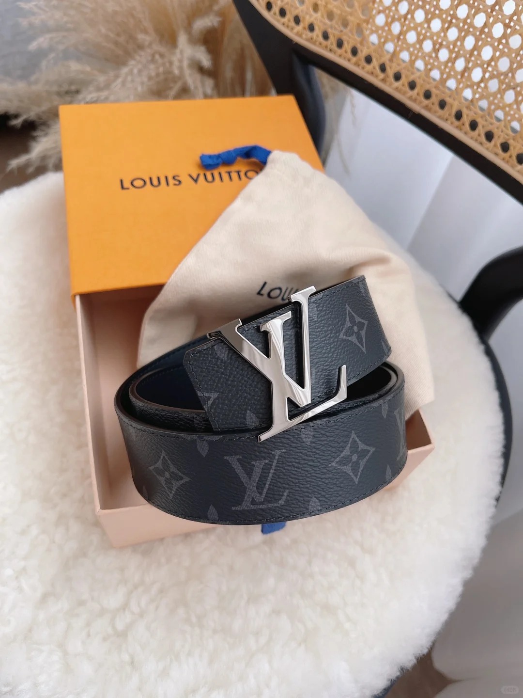Classic black monogram silver buckle belt - Image 7