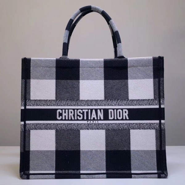 D Book Tote Bag Checkered Canvas - Image 5
