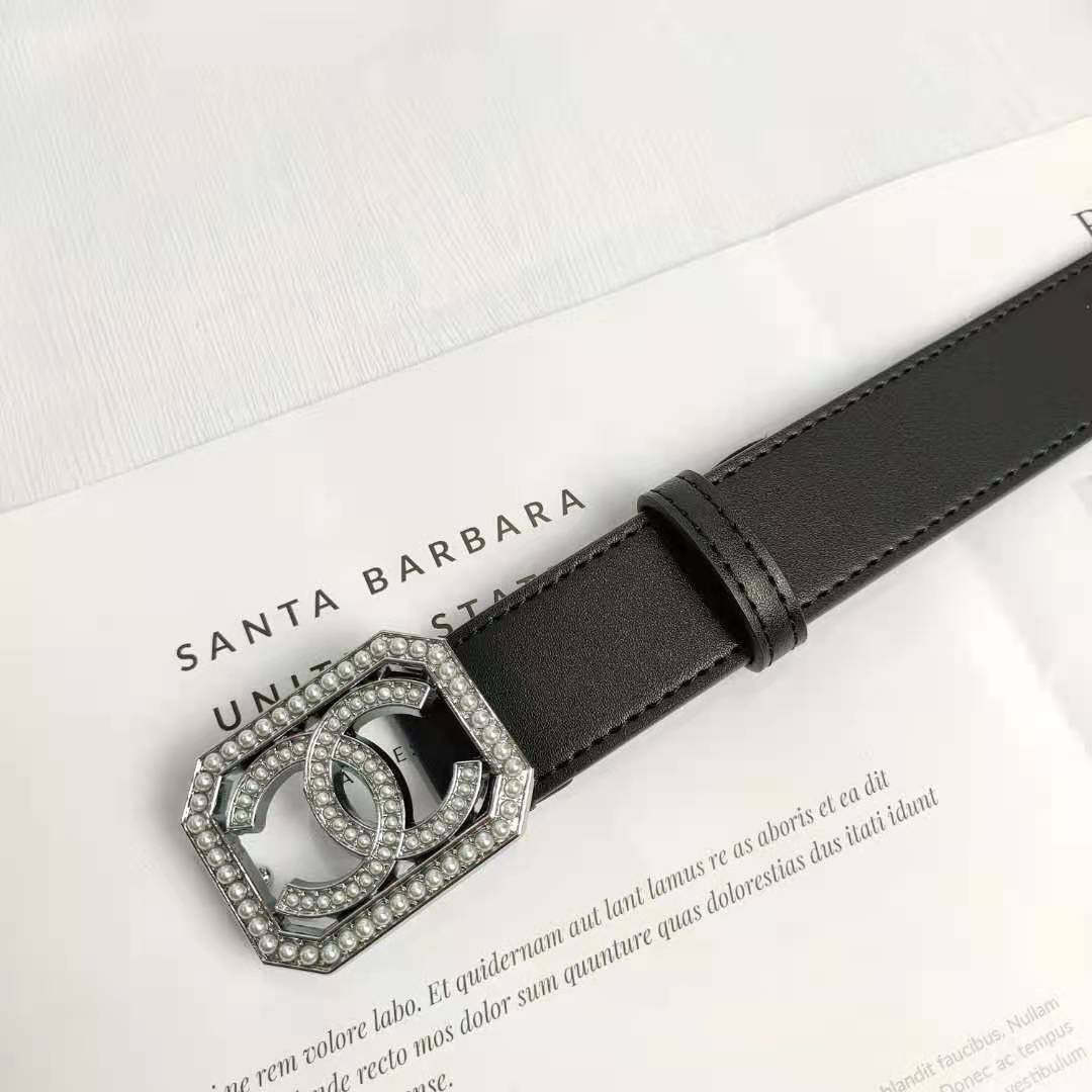2 Colors Fashion pearl square buckle leather belt - Image 6